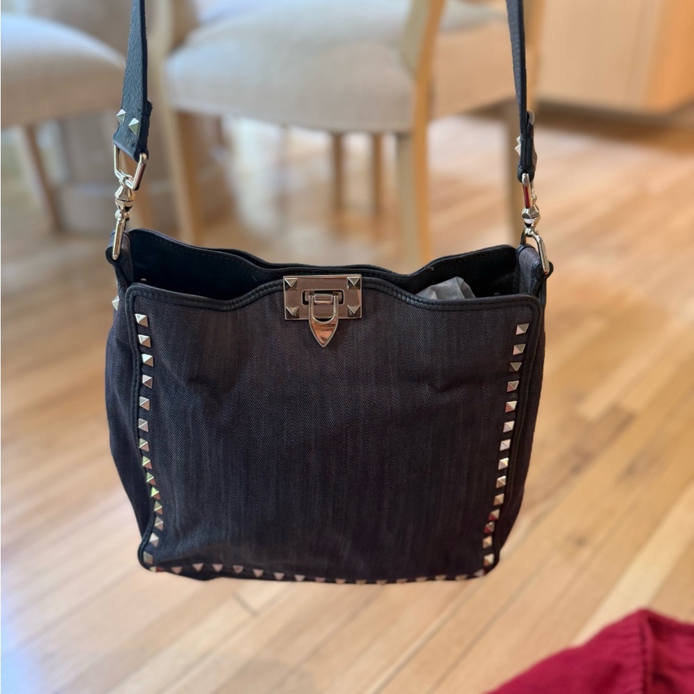 Valentino Black Stud-Trim Crossbody Bag